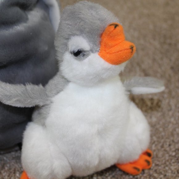 Sea World Penguin Plush Set Reversible Pillow Zip Gray Purple Stuffed Toys RARE - Picture 2 of 7